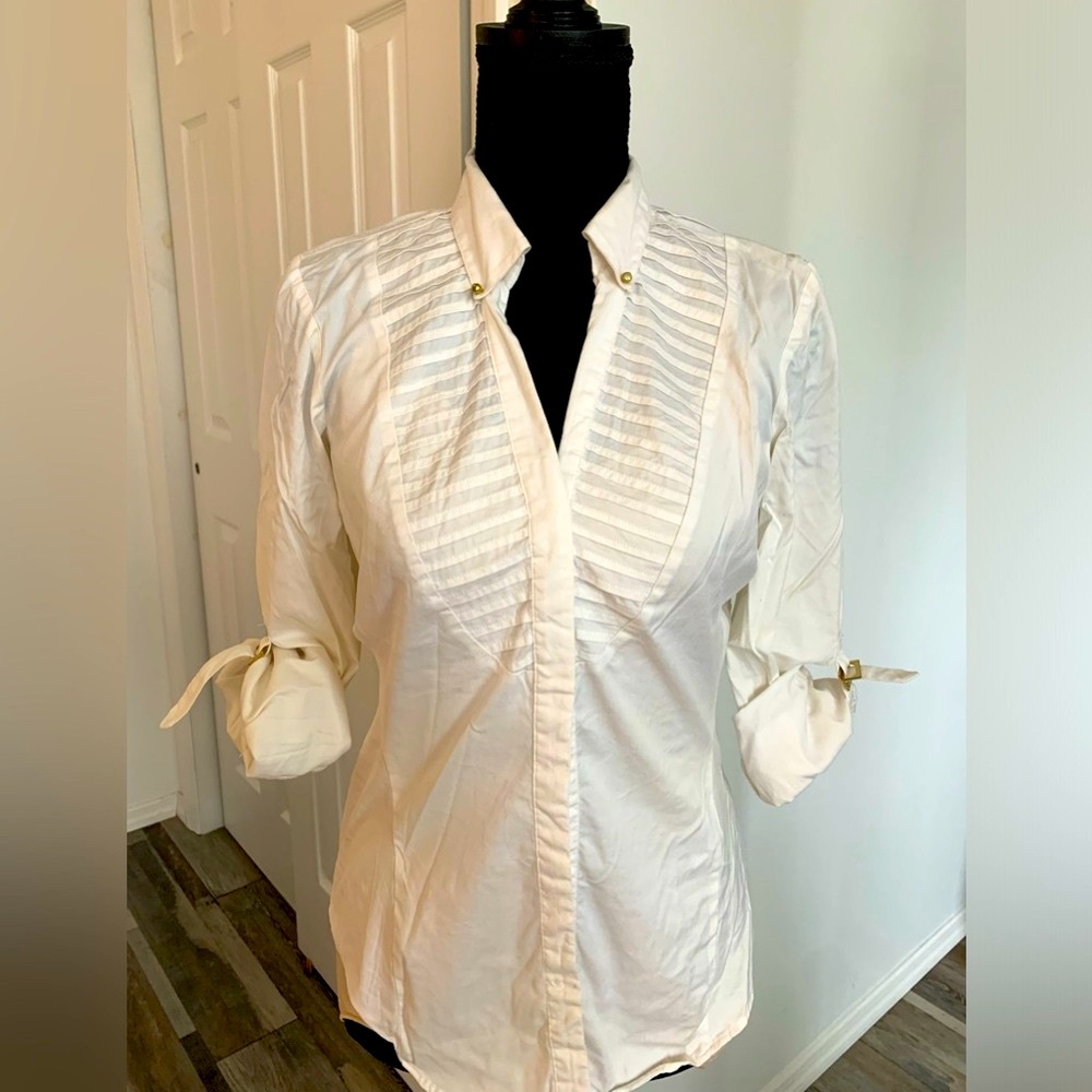 Zara Cotton Basic white Shirt with rolled sleeves hook